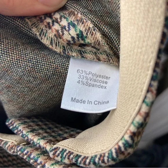 Tuckernuck Pants Womens XS Ashford Houndstooth Ponte Kick Flare Brown Mid Rise - Picture 4 of 4